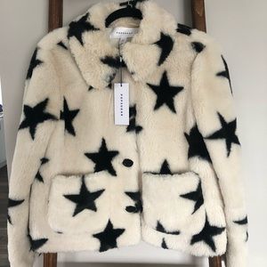 POPSUGAR Printed Faux Fur Collared Coat